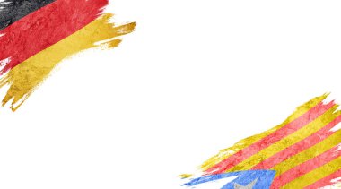 Beyaz Arkaplanda Almanya ve Katalonya Bayrakları